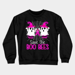 Save The Boo Bees Ghost Halloween Breast Cancer Awareness Crewneck Sweatshirt